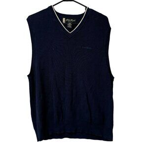 EDDIE BAUER Ebtek Golf Embroidered Cotton Sweater Vest‎ Size Medium VTG 90s